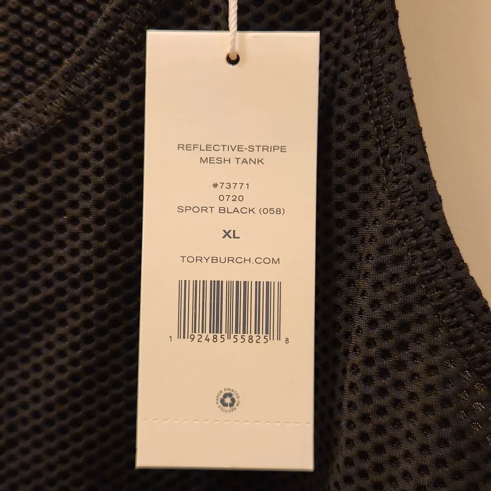 NWT Tory Burch Tory Sport Reflective Stripe Mesh Tank in XL Sport Black - Picture 4 of 15